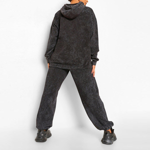 2025 nouveau Style surdimensionné 2 pièces ensemble goutte épaule à capuche pantalons de survêtement tricot tissu lavé Technique blanc Joggers pantalon - Product Image 2