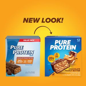 Pure <b>Protein</b> Chocolate Peanut Butter <b>Protein</b> Bars – 20g <b>Protein</b>, 3g Sugar, 190 Calories (12 count) - Product Image 3