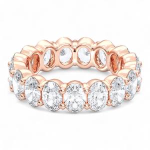 5.00 Carat F-G/VS Lab Grown Oval Cut Diamond Full Eternity Pave Set Bague de mariage en argent sterling unisexe - Product Image 1