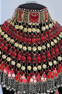 Conjunto de novia artesanal tradicional afgano en color rojo con piedras para mujeres afganas - Product Image 5