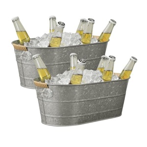 ชุดอ่างเครื่องดื่มชุบสังกะสี2ชิ้นพร้อมที่จับสำหรับเก็บน้ำแข็งใช้ในบ้านบาร์ตกแต่งสวนอ่างเครื่องดื่ม - Product Image 3