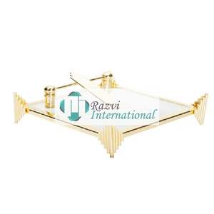 <b>Tissue</b> Holder With Glass Base and Gold Ruffled Edges Top Quality Gold Color <b>Tissue</b> Holder Attractive Design <b>for</b> <b>Wedding</b> & Party - Product Image 2