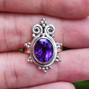 925 Sterling Silver <b>Boho</b> <b>Ring</b> Handmade Natural Amethyst Gemstone Oval Cut Purple Women's <b>Ring</b>-Gift - Product Image 4