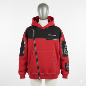 Nouveau design – Sweat à capuche sport épais avec fermeture éclair latérale, plusieurs poches zippées et patchs brodés 2025 - Product Image 1