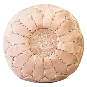 Pouf ottoman marocain en cuir véritable fait main, style bohème antique, pour salon, chambre, décoration, cadeau de pendaison de crémaillère - Product Image 3