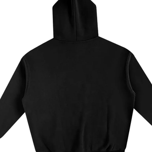 Sudadera con Capucha Negra, de Algodón y Felpa, Lisa, Holgada, Unisex, Informal, para Invierno, Ropa de Calle, al por Mayor - Product Image 4