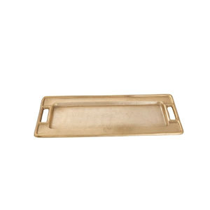Juego de 2 Bandejas de Servicio de Latón con Acabado Dorado, Forma Rectangular, para Hogar, Hoteles, Restaurantes, Bandejas para Servir Alimentos en la Mesa - Product Image 2