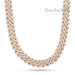 Hombres BUEBELLA JEWELS 925 Plata 14K Oro Hip Hop 18MM Moissanite Cuban Link Chain Iced Out - Product Image 1