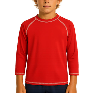 เสื้อรัดกล้ามเนื้อสำหรับกีฬาต่อสู้ ระบายอากาศได้ดี เป็นมิตรกับสิ่งแวดล้อม ป้องกันแบคทีเรีย สีแดง ไซส์ใหญ่ แขนครึ่งตัว ผลิตจากโพลีเอสเตอร์ผสมสแปนเด็กซ์ - Product Image 3