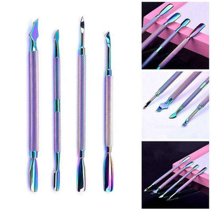 KAAMIR INSTRUMENTS Outil de manucure en acier inoxydable, pousse-cuticules réutilisable double usage, nettoyeur de peau durable pour cuticules - Product Image 2