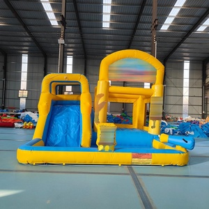 <span class=keywords><strong>Château</strong></span> Gonflable Jaune Dessin Animé avec Toboggan Eau, Piscine et Pistolet Eau pour Fêtes Jardin Enfants - Product Image 3