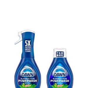 Dawn Powerwash Gain Original Dish Spray, liquide vaisselle, recharge de liquide vaisselle, 1 kit de démarrage + 3 recharges, 64 fl oz au total - Product Image 1
