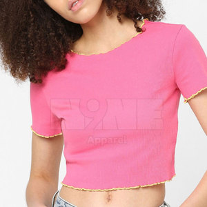 Haute qualité femmes haut court T-Shirt dernière conception haut court T-Shirt coton Polyester femmes haut court T-Shirt - Product Image 1