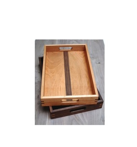 Elegante bandeja de madera para servir con incrustaciones de nácar, diseño artístico, decoración de comedor de hotel de lujo - Product Image 2