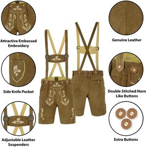 Shemax Trachten Shorts pour hommes Lederhosen Shaded Grey OEM Custom New Bavarian Oktoberfest Lederhosen - Product Image 4