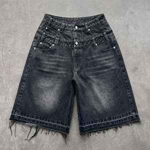 Pantalones vaqueros rectos de lona lavados con ácido para hombre, pantalones cortos transpirables de algodón 100%, ropa de calle ligera de cintura media, estilo informal - Product Image 6