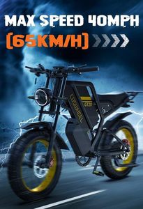Bici elettrica da cross per ragazzi e adulti, Ebike fuoristrada 48V/60V con motore 1500W 2000W, batterie doppie 25Ah 40Ah, velocità 28 40mph - Product Image 3