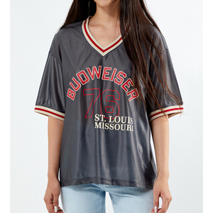 Jersey de malla con estampado personalizado y cuello en V para mujer, jersey de malla de béisbol de tendencia cómoda, jersey de fútbol americano personalizado - Product Image 1