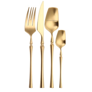 Ensemble de couverts en métal de nouveau style en émail noir poignée ronde or fini pour les fêtes de mariage ensembles de couverts de vaisselle - Product Image 6