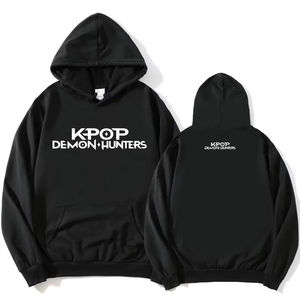 2025 k-pop Demon Hunters Huntrix Logo gráfico pulóveres sueltos de lana mujeres hombres Sudadera con capucha película impresión Top para mujer - Product Image 1