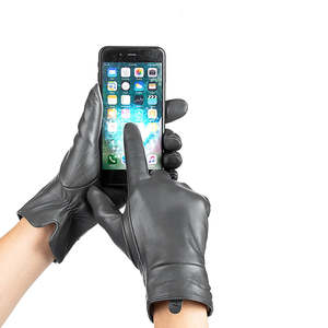 Guantes de Cuero Negros Casuales Unisex con Diseño Térmico, Servicio OEM Personalizado para Conducir y Viajar - Product Image 1