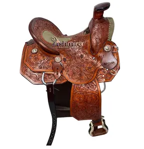 Hot Selling High Quality Premium Leather Western Saddle Classic Hand Carved Custom Saddle with set Wholesale Manufacturer