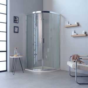 Mampara de Ducha Semicircular 90x90 H195 con Puerta Corredera Transparente y Perfiles Planos Modelo Ferrara - Product Image 1