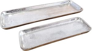 Plateau de service en aluminium, décoratif, décoration de luxe en aluminium argenté, pour le salon, la cuisine 31 cm ou 45 cm (31x10x2 cm) - Product Image 1