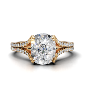 Bague de fiançailles en diamant de laboratoire certifié IGI, taille coussin, à double sangle, plaqué rhodium or 18 carats, pavé de diamants, cadeau - Product Image 1