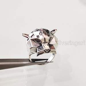 Anillo de Hombre con Cabeza de Pantera, Anillo de Sello Grande con Detalles de Artesanía, Joyería Personalizada Hecha a Mano, Anillo de Plata de Ley 925 - Product Image 5