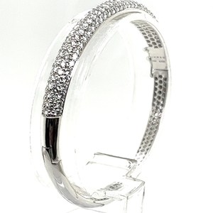 Bracelet rond scintillant Moissanite diamant demi-éternité Bracelet en argent 925 bijoux fins pour fiançailles cadeau de mariage pour partenaire - Product Image 6