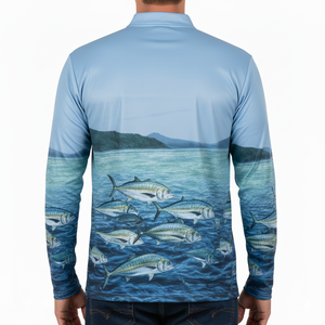 Camisetas de Pesca Personalizadas al por Mayor con Logotipo, Manga Larga, Sublimadas, UPF+50, Secado Rápido, Transpirables, con Cierre de 1/4, Spandex/Poliéster 180g, para Hombre - Product Image 2