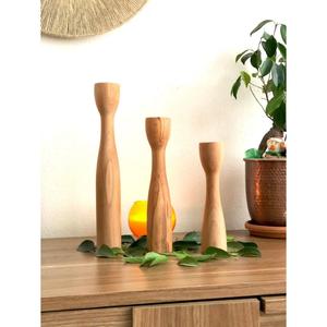 Bougeoir en bois naturel Portable pour bougeoir ensemble de 3 derniers piliers bougeoir article de décoration de maison de noël - Product Image 3