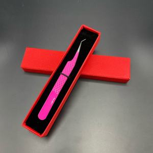 Pinzas de extensión de pestañas moradas sostenibles de 45 grados al por mayor agarre de diamante profesional de acero inoxidable con punta puntiaguda - Product Image 5
