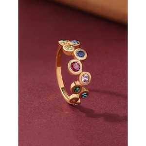 Bague en or vintage décontractée pour femmes 18K Placage Géométrique Bijoux fins Acier inoxydable et incrustation d'alliage de haute qualité - Product Image 1