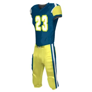 Uniforme de fútbol americano totalmente personalizado, camisetas de fútbol de tela de poliéster, conjuntos de pantalones, longitud de manga corta - Product Image 2