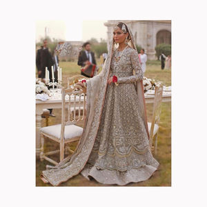 Vêtements de mariage indien traditionnel Faux Georgette broderie travail Lehenga Choli avec filet Dupatta fournisseur indien - Product Image 3