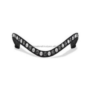 Ustom-banda para la frente de caballo con cristal redondo decorativo, banda para la frente hecha de cuero auténtico negro o marrón con diamantes de cristal ostentosos de todos los tamaños - Product Image 6