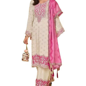 Traje Palazzo de Alta Calidad para Mujer, Estilo Fab Zone, en Georgette Sintética con Estampado Repujado, para Trabajo, Fiesta, Festival, Ropa India y Pakistaní - Product Image 1