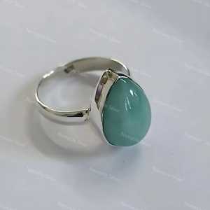 Handmade 925 Sterling Silver Women's <b>Statement</b> <b>Ring</b> Natural Amazonite Gemstone Set Inlay Trendy Boho Style Perfect Gift for Her - Product Image 5