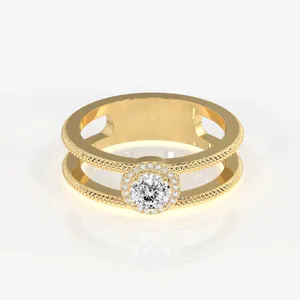 Anillo de Oro de 9K para Hombre con Diamante Moissanite de Corte Portugués, Colección Corona Regal - Product Image 1