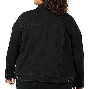 Vente en gros de vêtements fabricant de vestes en jean personnalisé unisexe basique couleur unie patchwork femmes jean veste en jean véritable - Product Image 6