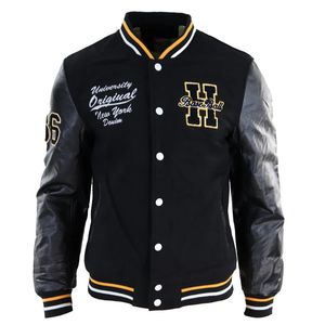 Veste universitaire en laine en vrac pour hommes, corps en laine de haute qualité, manches en cuir PU, fermeture à boutons pression, veste universitaire personnalisée - Product Image 1