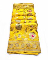 Saris en soie Georgette sur mesure, motifs floraux lumineux, écologiques, faits à la main, pour mariages, textiles de maison et créateurs de mode
