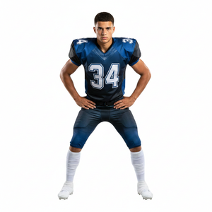 Uniforme de Fútbol Americano Sublimado Personalizado 100% Poliéster, Talla Grande, Transpirable, Conjunto Completo de Pantalones Cortos y Jersey para Equipo - Product Image 1