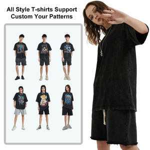 เสื้อยืดสีดำโอเวอร์ไซส์ออกแบบโลโก้ได้ตามที่ต้องการเสื้อยืดผู้ชายน้ำหนักมากเสื้อยืดพิมพ์ลายพัฟน้ำหนักมากผ้าฝ้าย100% - Product Image 5