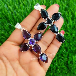 <b>Top</b> Trending Cross Charms Pendants Crystal Gemstone Sterling <b>Silver</b> Plated Cross Necklace Pendants, Fashion Cross Pendant - Product Image 2