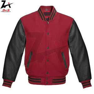 เสื้อแจ็กเก็ตทีมเบสบอลเลตเทอร์แมนแขนหนังวัวขนแกะสีเย็บปะติดออกแบบได้ตามต้องการ - Product Image 1