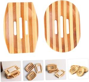 1 juego 2 uds jabonera de bambú bandejas de madera caseras jabonera platos con drenaje ducha de Bambú - Product Image 6