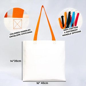 Bolsa de Mano de Algodón con Asa Naranja, 16 x 14 Pulgadas (40 x 35 cm), Color Naranja Sólido, Bolsa con Correa, Las Mejores Bolsas Promocionales para Regalos - Product Image 2